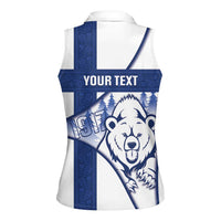 Personalised Finland Independence Day Women Sleeveless Polo Shirt Suomi 1917 Proud Flag Finnish Folk Pattern - Wonder Print Shop