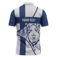 Personalised Finland Independence Day Zipper Polo Shirt Suomi 1917 Proud Flag Finnish Folk Pattern - Wonder Print Shop