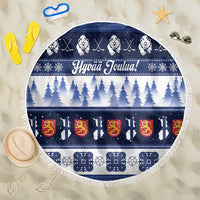 Finland Christmas Beach Blanket Suomen Tasavalta Hyvaa Joulua - Wonder Print Shop