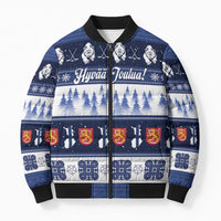 Finland Christmas Bomber Puffer Jacket Suomen Tasavalta Hyvaa Joulua - Wonder Print Shop