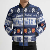 Finland Christmas Bomber Puffer Jacket Suomen Tasavalta Hyvaa Joulua - Wonder Print Shop