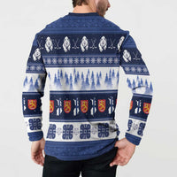 Finland Christmas Button Sweatshirt Suomen Tasavalta Hyvaa Joulua - Wonder Print Shop