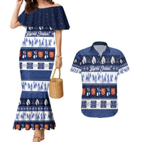 Finland Christmas Couples Matching Mermaid Dress and Hawaiian Shirt Suomen Tasavalta Hyvaa Joulua - Wonder Print Shop