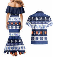Finland Christmas Couples Matching Mermaid Dress and Hawaiian Shirt Suomen Tasavalta Hyvaa Joulua - Wonder Print Shop