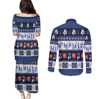 Finland Christmas Couples Matching Puletasi and Long Sleeve Button Shirt Suomen Tasavalta Hyvaa Joulua - Wonder Print Shop