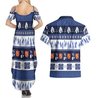 Finland Christmas Couples Matching Summer Maxi Dress and Hawaiian Shirt Suomen Tasavalta Hyvaa Joulua - Wonder Print Shop