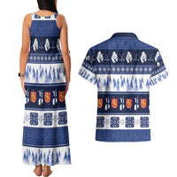 Finland Christmas Couples Matching Tank Maxi Dress and Hawaiian Shirt Suomen Tasavalta Hyvaa Joulua - Wonder Print Shop
