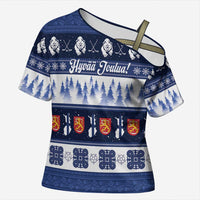 Finland Christmas Cross Shoulder Shirt Suomen Tasavalta Hyvaa Joulua - Wonder Print Shop