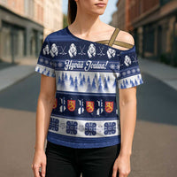 Finland Christmas Cross Shoulder Shirt Suomen Tasavalta Hyvaa Joulua - Wonder Print Shop