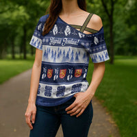 Finland Christmas Cross Shoulder Shirt Suomen Tasavalta Hyvaa Joulua - Wonder Print Shop