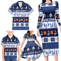 Finland Christmas Family Matching Long Sleeve Bodycon Dress and Hawaiian Shirt Suomen Tasavalta Hyvaa Joulua - Wonder Print Shop