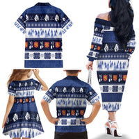 Finland Christmas Family Matching Off The Shoulder Long Sleeve Dress and Hawaiian Shirt Suomen Tasavalta Hyvaa Joulua - Wonder Print Shop