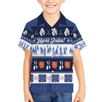 Finland Christmas Family Matching Off The Shoulder Long Sleeve Dress and Hawaiian Shirt Suomen Tasavalta Hyvaa Joulua - Wonder Print Shop