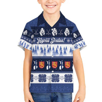 Finland Christmas Family Matching Off Shoulder Maxi Dress and Hawaiian Shirt Suomen Tasavalta Hyvaa Joulua - Wonder Print Shop