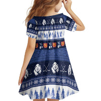 Finland Christmas Family Matching Short Sleeve Bodycon Dress and Hawaiian Shirt Suomen Tasavalta Hyvaa Joulua - Wonder Print Shop