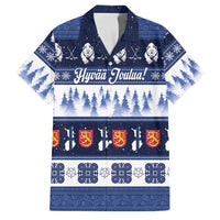 Finland Christmas Family Matching Short Sleeve Bodycon Dress and Hawaiian Shirt Suomen Tasavalta Hyvaa Joulua - Wonder Print Shop