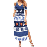 Finland Christmas Family Matching Summer Maxi Dress and Hawaiian Shirt Suomen Tasavalta Hyvaa Joulua - Wonder Print Shop