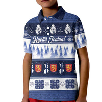 Finland Christmas Kid Polo Shirt Suomen Tasavalta Hyvaa Joulua - Wonder Print Shop