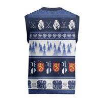 Finland Christmas Knitted V-Neck Vest Suomen Tasavalta Hyvaa Joulua - Wonder Print Shop