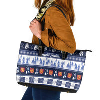 Finland Christmas Leather Tote Bag Suomen Tasavalta Hyvaa Joulua - Wonder Print Shop