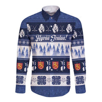 Finland Christmas Long Sleeve Button Shirt Suomen Tasavalta Hyvaa Joulua - Wonder Print Shop