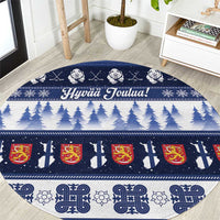 Finland Christmas Round Carpet Suomen Tasavalta Hyvaa Joulua - Wonder Print Shop