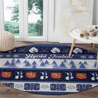 Finland Christmas Round Carpet Suomen Tasavalta Hyvaa Joulua - Wonder Print Shop
