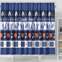Finland Christmas Shower Curtain Suomen Tasavalta Hyvaa Joulua - Wonder Print Shop