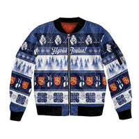 Finland Christmas Sleeve Zip Bomber Jacket Suomen Tasavalta Hyvaa Joulua - Wonder Print Shop