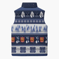 Finland Christmas Sleeveless Puffer Jacket Suomen Tasavalta Hyvaa Joulua - Wonder Print Shop