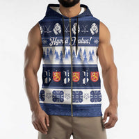 Finland Christmas Sleeveless Zip Hoodie Suomen Tasavalta Hyvaa Joulua - Wonder Print Shop
