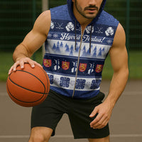 Finland Christmas Sleeveless Zip Hoodie Suomen Tasavalta Hyvaa Joulua - Wonder Print Shop