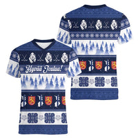 Finland Christmas Women V-Neck T-Shirt Suomen Tasavalta Hyvaa Joulua - Wonder Print Shop