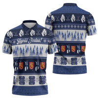 Finland Christmas Zipper Polo Shirt Suomen Tasavalta Hyvaa Joulua - Wonder Print Shop