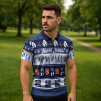 Finland Christmas Zipper Polo Shirt Suomen Tasavalta Hyvaa Joulua - Wonder Print Shop