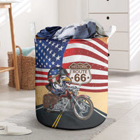 Route 66 United States Laundry Basket Historic Highway USA Eagle With Motorcycle - Wonder Print Shop
