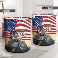 Route 66 United States Laundry Basket Historic Highway USA Eagle With Motorcycle - Wonder Print Shop