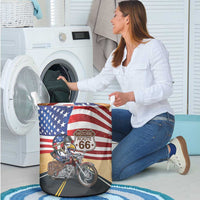 Route 66 United States Laundry Basket Historic Highway USA Eagle With Motorcycle - Wonder Print Shop