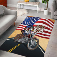 Route 66 United States Area Rug Historic Highway USA Eagle With Motorcycle - Wonder Print Shop