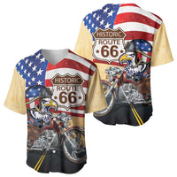 Route 66 United States Baseball Jersey Historic Highway USA Eagle With Motorcycle - Wonder Print Shop