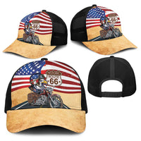 Route 66 United States Baseball Net Cap Historic Highway USA Eagle With Motorcycle - Wonder Print Shop