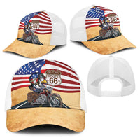 Route 66 United States Baseball Net Cap Historic Highway USA Eagle With Motorcycle - Wonder Print Shop