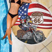 Route 66 United States Beach Blanket Historic Highway USA Eagle With Motorcycle - Wonder Print Shop