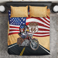 Route 66 United States Bedding Set Historic Highway USA Eagle With Motorcycle - Wonder Print Shop