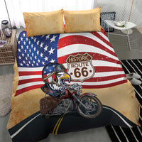 Route 66 United States Bedding Set Historic Highway USA Eagle With Motorcycle - Wonder Print Shop