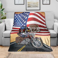 Route 66 United States Blanket Historic Highway USA Eagle With Motorcycle - Wonder Print Shop