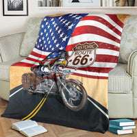Route 66 United States Blanket Historic Highway USA Eagle With Motorcycle - Wonder Print Shop