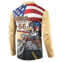 Route 66 United States Button Sweatshirt Historic Highway USA Eagle With Motorcycle - Wonder Print Shop