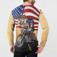 Route 66 United States Button Sweatshirt Historic Highway USA Eagle With Motorcycle - Wonder Print Shop