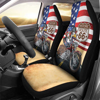 Route 66 United States Car Seat Cover Historic Highway USA Eagle With Motorcycle - Wonder Print Shop